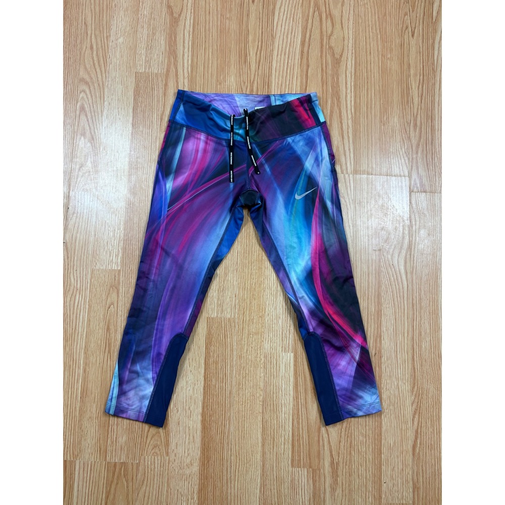 Nike Dri-FIT Running Leggings Womens Small Multicolor Abstract Capri Tights